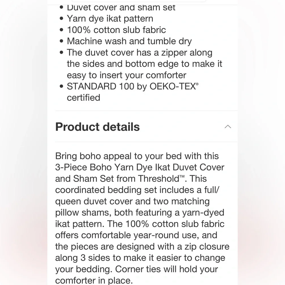 THRESHOLD NWT yarn dye ikat duvet cover & sham set -ivory/mauve -full/queen
